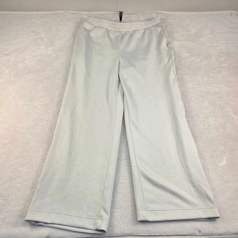 Elie Tahari Womens Wide Leg Track Pants Off White Braided Side Trim Stretch XL